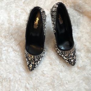 Black & crystal heels